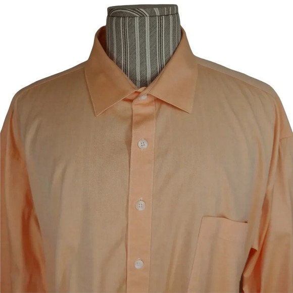 Miller Performance Button Down Dress Shirt, Peach-Orange, Business, Office, Work - Picture 2 of 7